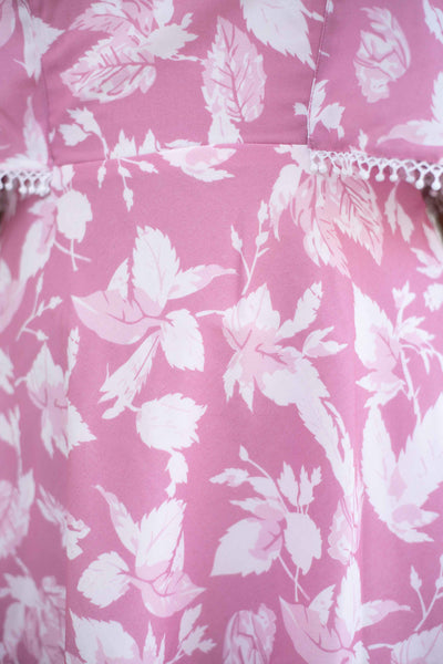 Pink Floral Lace Short Dress