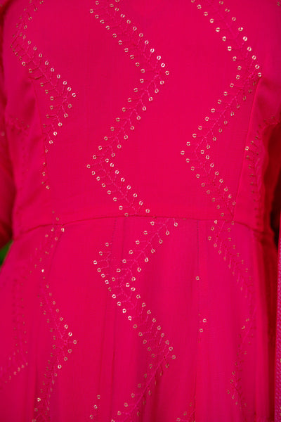 Pink Thread Work Anarkali