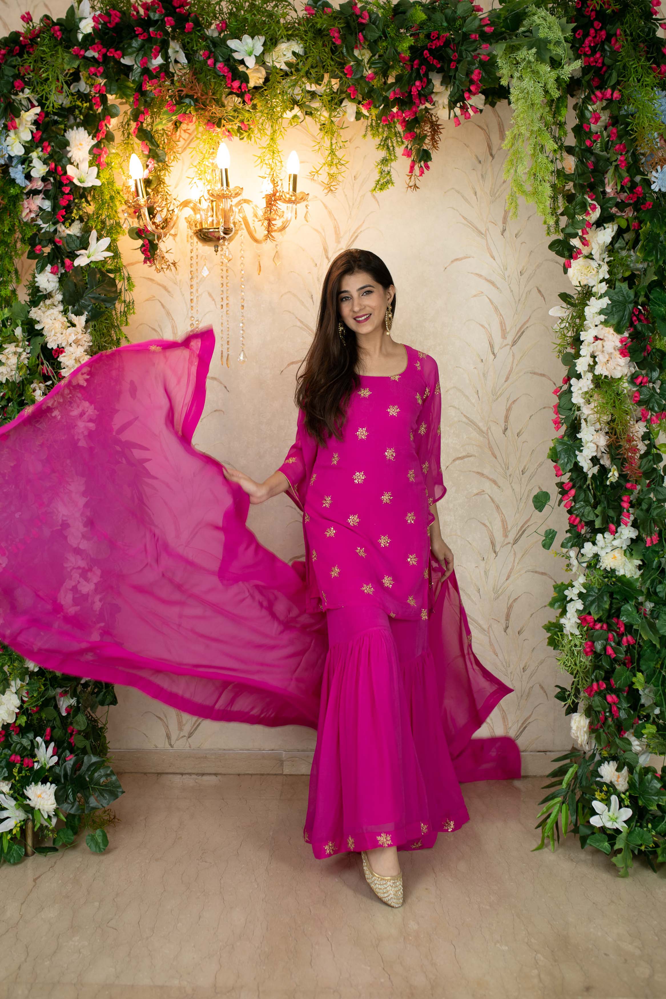 Girls Ethnic Wear - Rani Pink Sharara Set