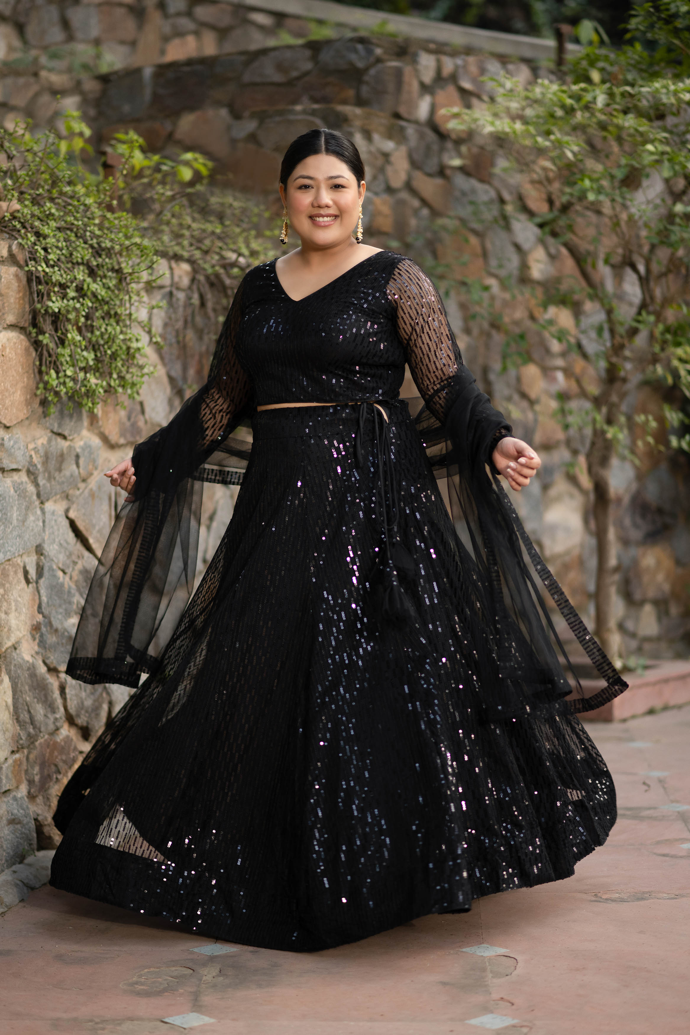 Plus Size Black Lehenga Choli Set