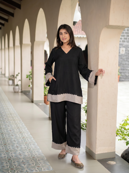 Black and Grey Co-Ord Set With Pocket