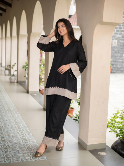 Black and Grey Co-Ord Set With Pocket