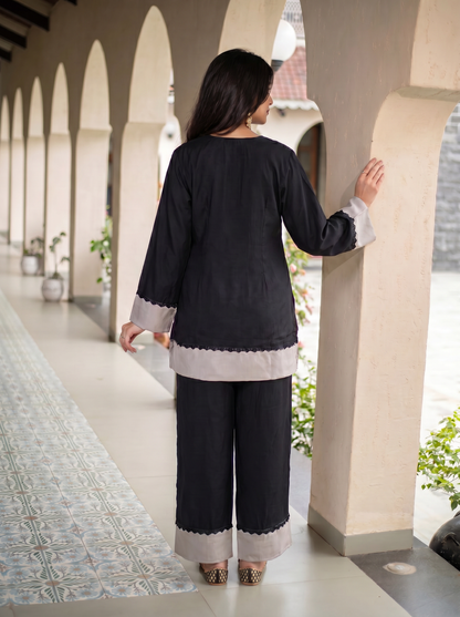 Black and Grey Co-Ord Set With Pocket