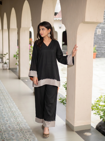 Black and Grey Co-Ord Set With Pocket