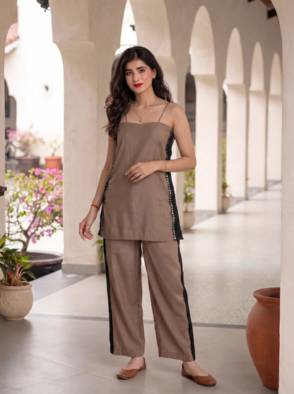 Black And Beige Co-Ord Set