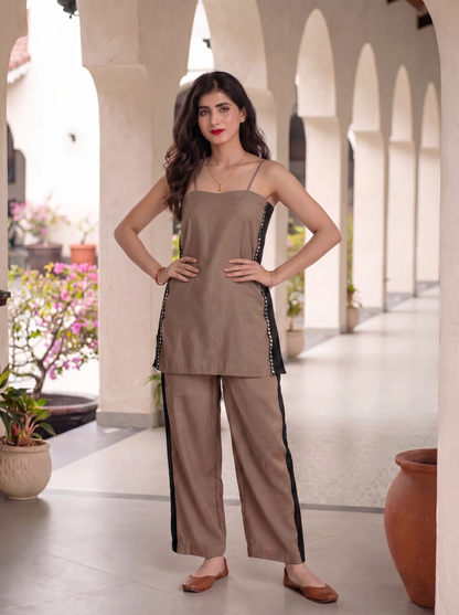Black And Beige Co-Ord Set