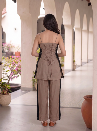 Black And Beige Co-Ord Set
