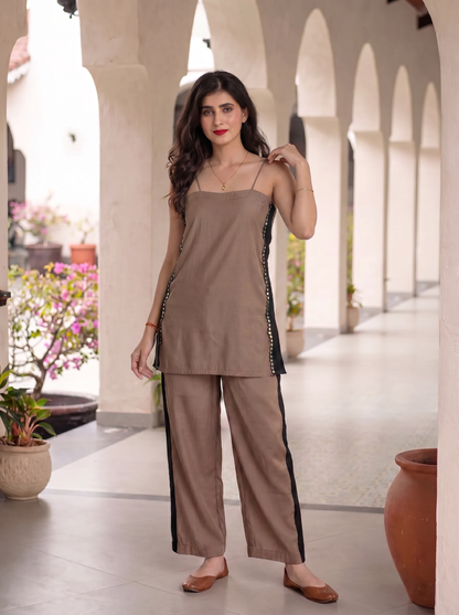 Black And Beige Co-Ord Set