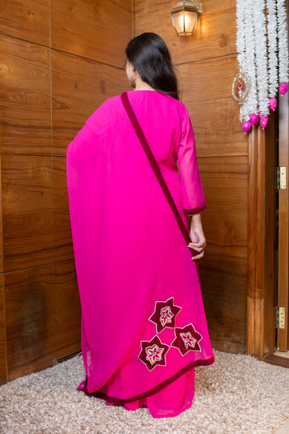 Rani Pink 3D embroidered Suit Set