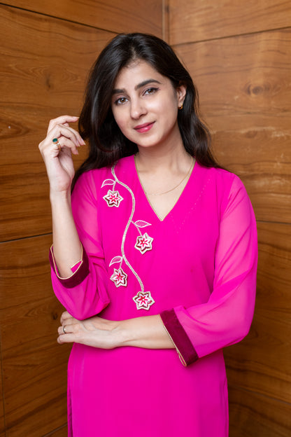 Rani Pink 3D embroidered Suit Set