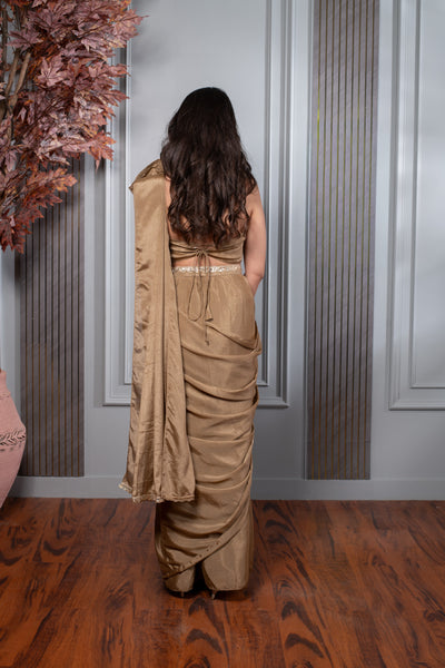 Golden Ready to Wear Saree With Bow