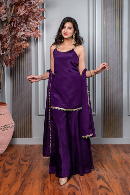 Purple Short Kurti With Palazzo