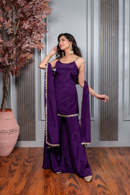 Purple Short Kurti With Palazzo
