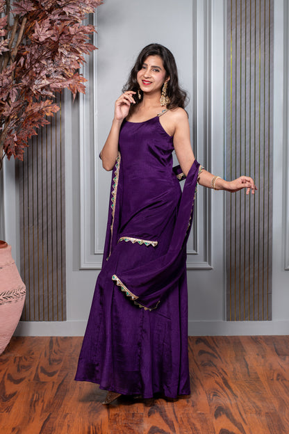 Purple Short Kurti With Palazzo