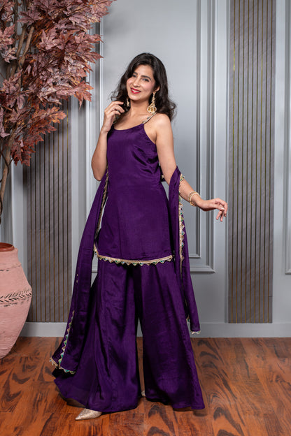Purple Short Kurti With Palazzo