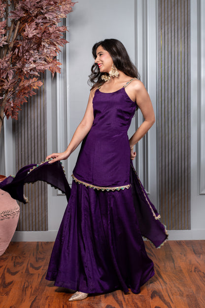 Purple Short Kurti With Palazzo