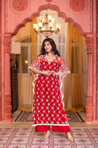 Red Co-Ord Set with Kaftan