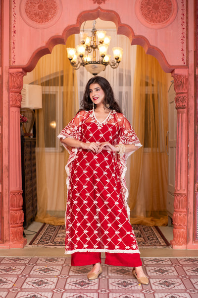 Red Co-Ord Set with Kaftan