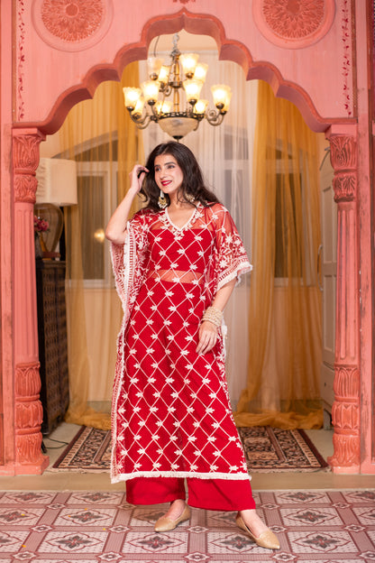 Red Co-Ord Set with Kaftan