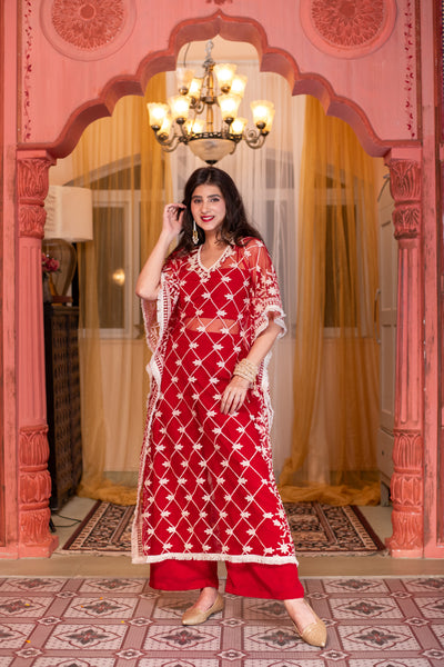 Red Co-Ord Set with Kaftan