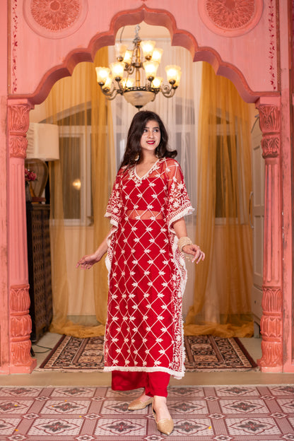 Red Co-Ord Set with Kaftan