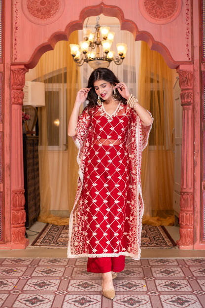 Red Co-Ord Set with Kaftan