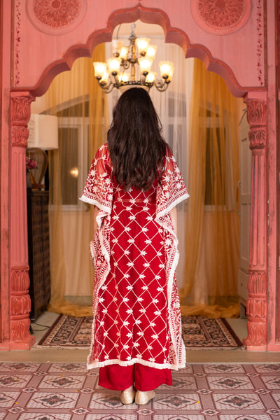 Red Co-Ord Set with Kaftan
