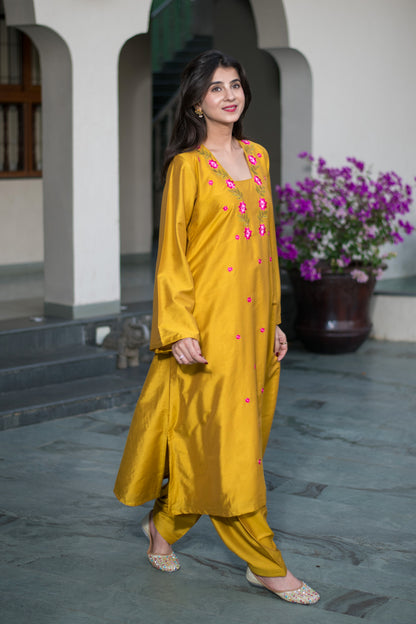 Mustard Embroidery Co-Ord Set