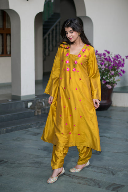 Mustard Embroidery Co-Ord Set