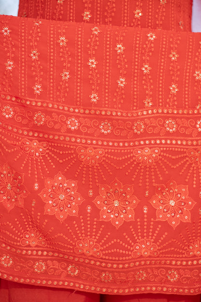 Orange Sequin Kurta Palazzo set with dupatta