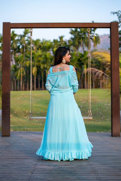 Sky Blue Lehenga with Jacket
