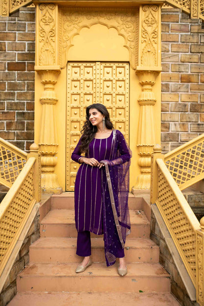 Purple Georgette Kurta Set