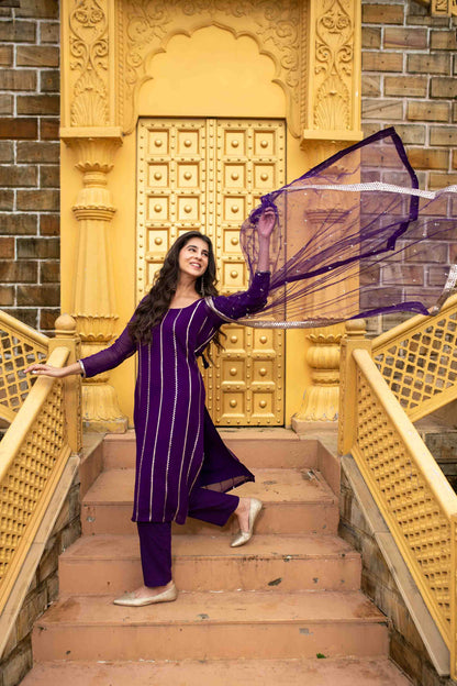 Purple Georgette Kurta Set