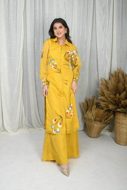 Mustard Hand Painted Co-Ord Set