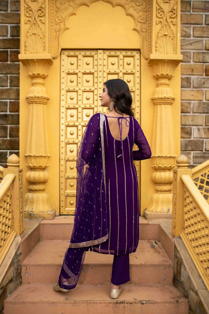 Purple Georgette Kurta Set