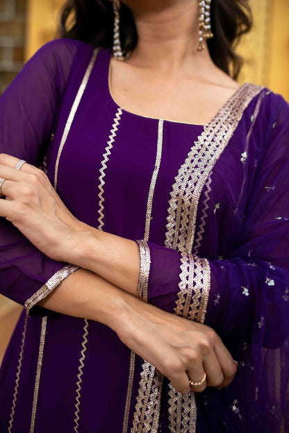 Purple Georgette Kurta Set