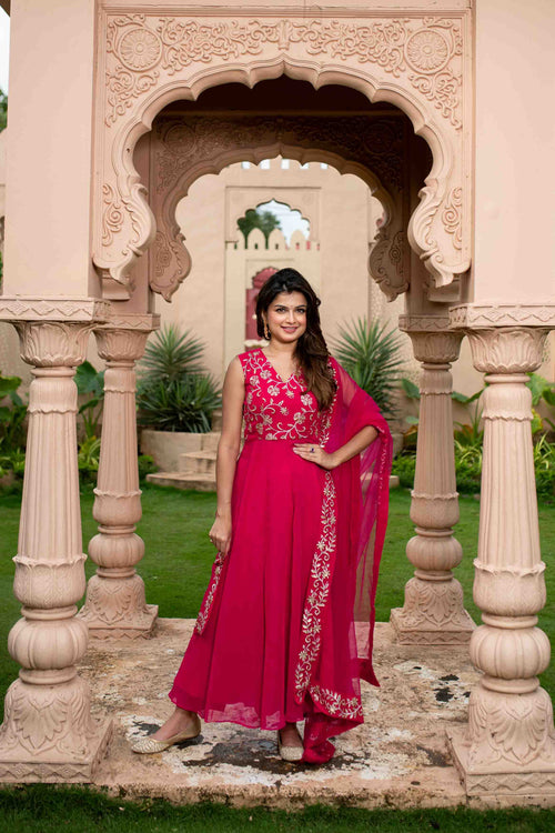 Pink And Gold Anarakli Set
