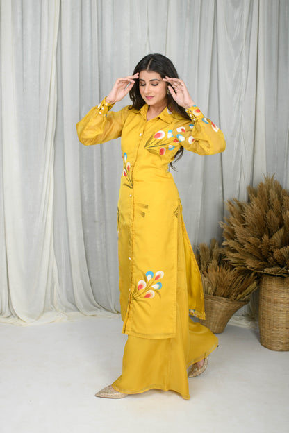 Mustard Hand Painted Co-Ord Set