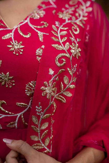 Pink And Gold Anarakli Set