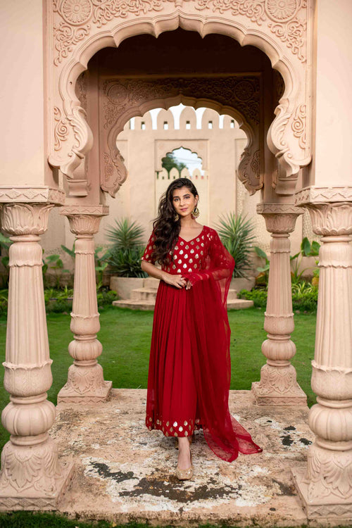 Red And Gold Anarkali