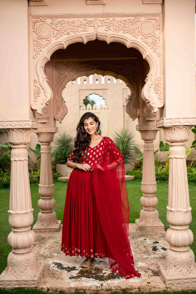 Red And Gold Anarkali
