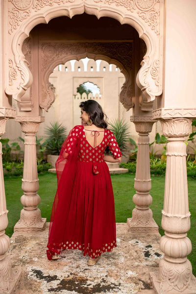 Red And Gold Anarkali