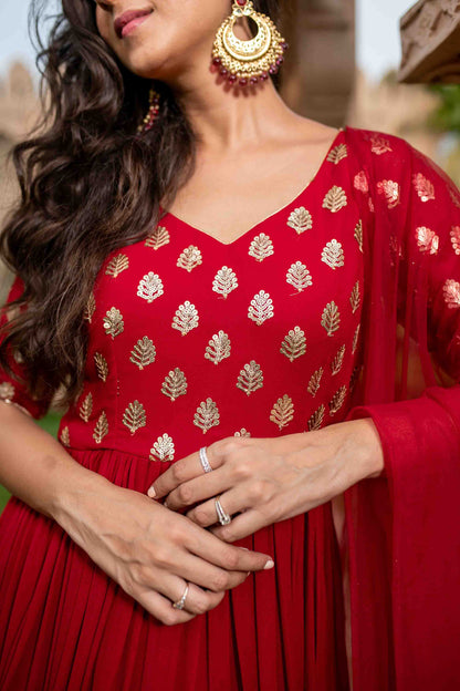 Red And Gold Anarkali