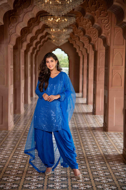 Electric Blue Patiala Set