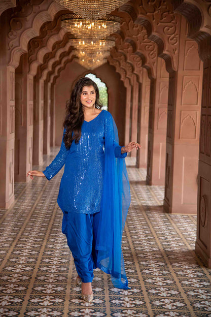 Electric Blue Patiala Set