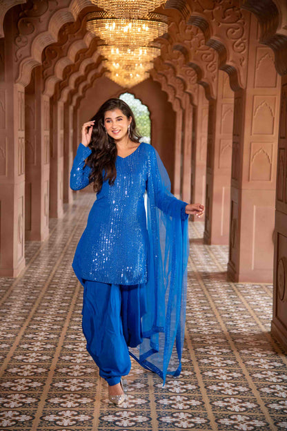 Electric Blue Patiala Set