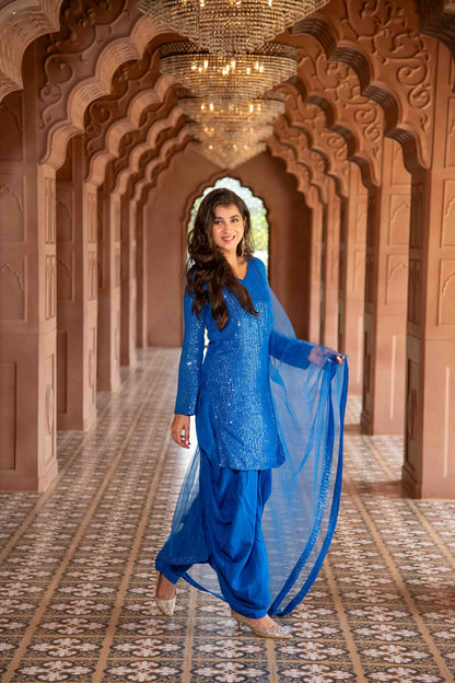 Electric Blue Patiala Set