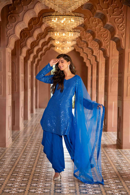 Electric Blue Patiala Set