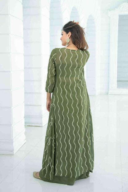 Olive Skit Dhoti With Jacket