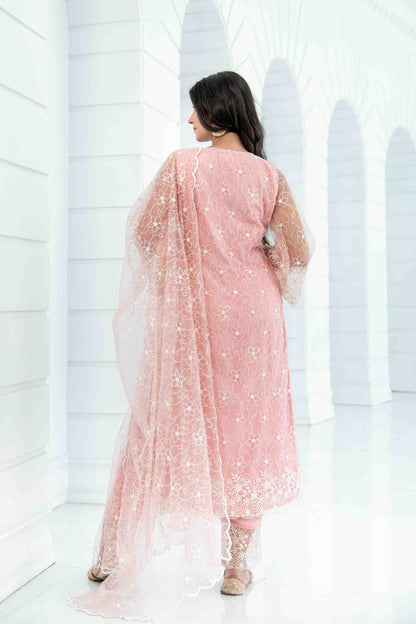 Peach Pakistani Thread Work Kurta Set